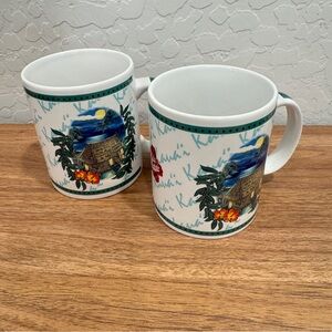 Hilo Hattie Kauai Hawaii Islands Heritage Mugs Set of 2 Tropical Coffee Tea
